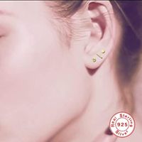 1 Set Simple Style Solid Color Plating Sterling Silver 18k Gold Plated Ear Studs main image 4