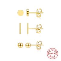1 Set Simple Style Solid Color Plating Sterling Silver 18k Gold Plated Ear Studs sku image 3