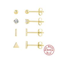 1 Set Simple Style Solid Color Plating Sterling Silver 18k Gold Plated Ear Studs sku image 5