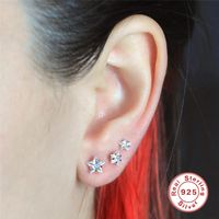 1 Set Simple Style Solid Color Inlay Sterling Silver Zircon Ear Studs main image 4