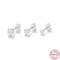 1 Set Simple Style Solid Color Inlay Sterling Silver Zircon Ear Studs sku image 2
