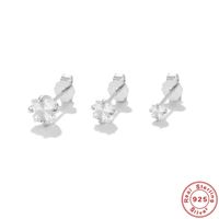 1 Set Simple Style Solid Color Inlay Sterling Silver Zircon Ear Studs sku image 4