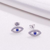 1 Pair Casual Lady Devil's Eye Inlay Sterling Silver Zircon Ear Studs main image 3