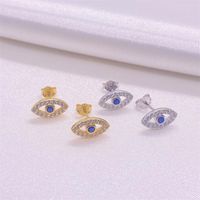 1 Pair Casual Lady Devil's Eye Inlay Sterling Silver Zircon Ear Studs main image 5
