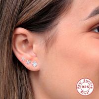 1 Set Simple Style Solid Color Inlay Sterling Silver Zircon Ear Studs main image 5