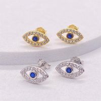 1 Pair Casual Lady Devil's Eye Inlay Sterling Silver Zircon Ear Studs main image 1