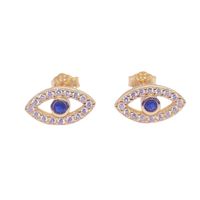 1 Pair Casual Lady Devil's Eye Inlay Sterling Silver Zircon Ear Studs main image 4