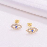 1 Pair Casual Lady Devil's Eye Inlay Sterling Silver Zircon Ear Studs sku image 2