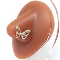 Simple Style Butterfly Stainless Steel Plating Inlay Zircon Nose Ring main image 5