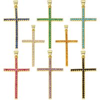 Exaggerated Simple Style Cross Copper Plating Inlay Pearl Zircon Gold Plated Charms main image 3