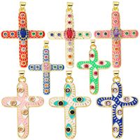 Exaggerated Simple Style Cross Copper Plating Inlay Pearl Zircon Gold Plated Charms main image 2