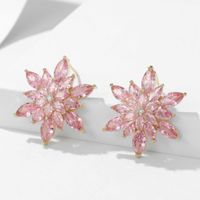 1 Pair Glam Luxurious Sweet Snowflake Plating Three-dimensional Inlay Alloy Artificial Diamond Gold Plated Ear Studs sku image 2