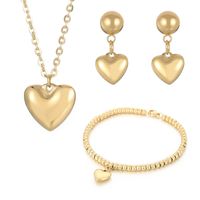 Titanium Steel 18K Gold Plated Modern Style Plating Heart Shape Bracelets Earrings Necklace sku image 2