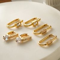 1 Pair Simple Style Commute Rectangle Plating Inlay Copper Zircon 18k Gold Plated Earrings main image 1