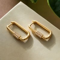 1 Pair Simple Style Commute Rectangle Plating Inlay Copper Zircon 18k Gold Plated Earrings main image 3
