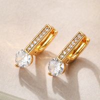 1 Pair Simple Style Commute Rectangle Plating Inlay Copper Zircon 18k Gold Plated Earrings main image 4