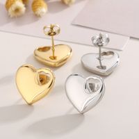 Titanium Steel 18K Gold Plated Streetwear Plating Heart Shape Earrings Necklace main image 4