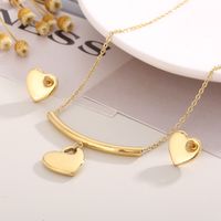 Titanium Steel 18K Gold Plated Streetwear Plating Heart Shape Earrings Necklace main image 1