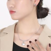 Titanium Steel 18K Gold Plated Streetwear Plating Heart Shape Earrings Necklace main image 7
