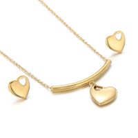 Titanium Steel 18K Gold Plated Streetwear Plating Heart Shape Earrings Necklace sku image 2