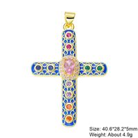 Exaggerated Simple Style Cross Copper Plating Inlay Pearl Zircon Gold Plated Charms sku image 24