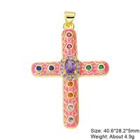 Exaggerated Simple Style Cross Copper Plating Inlay Pearl Zircon Gold Plated Charms sku image 25