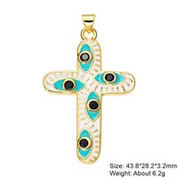 Exaggerated Simple Style Cross Copper Plating Inlay Pearl Zircon Gold Plated Charms sku image 1