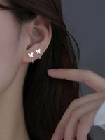 1 Pair Casual Sweet Simple Style Heart Shape Butterfly Inlay Alloy Artificial Pearls Glass Gold Plated Silver Plated Ear Studs main image 4
