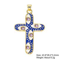 Exaggerated Simple Style Cross Copper Plating Inlay Pearl Zircon Gold Plated Charms sku image 8
