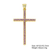 Exaggerated Simple Style Cross Copper Plating Inlay Pearl Zircon Gold Plated Charms sku image 14