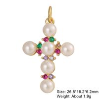 Exaggerated Simple Style Cross Copper Plating Inlay Pearl Zircon Gold Plated Charms sku image 17