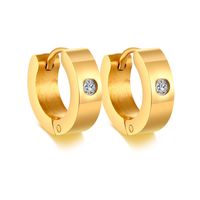 1 Pair Streetwear Solid Color Plating Inlay 201 Stainless Steel Zircon Gold Plated Hoop Earrings sku image 2