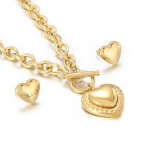 Titanium Steel 18K Gold Plated Modern Style Plating Heart Shape Earrings Necklace sku image 2