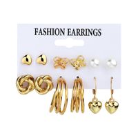 6 Pairs Retro Luxurious Classic Style Animal Heart Shape Butterfly Plating Inlay Alloy Artificial Pearls Gold Plated Silver Plated Drop Earrings Ear Studs main image 2