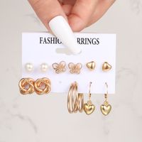 6 Pairs Retro Luxurious Classic Style Animal Heart Shape Butterfly Plating Inlay Alloy Artificial Pearls Gold Plated Silver Plated Drop Earrings Ear Studs main image 1