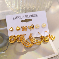 6 Pairs Retro Luxurious Classic Style Animal Heart Shape Butterfly Plating Inlay Alloy Artificial Pearls Gold Plated Silver Plated Drop Earrings Ear Studs main image 5