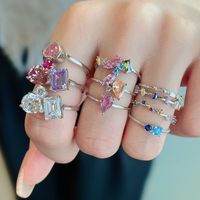 Modern Style Geometric Sterling Silver Plating Inlay Zircon Rings main image 5