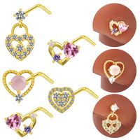 Casual Heart Shape Stainless Steel Plating Inlay Zircon Nose Ring main image 1