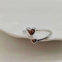Cute Sweet Heart Shape Sterling Silver Plating Open Ring main image 3