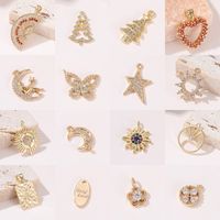 Simple Style Star Moon Heart Shape Copper Plating Inlay Zircon Charms main image 1