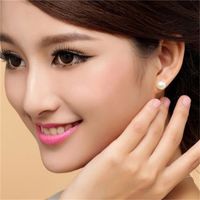 1 Pair Simple Style Solid Color Plating Inlay Sterling Silver Freshwater Pearl Ear Studs main image 4