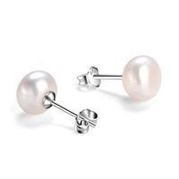 1 Pair Simple Style Solid Color Plating Inlay Sterling Silver Freshwater Pearl Ear Studs main image 5