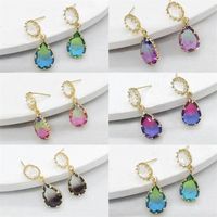 1 Pair Simple Style Water Droplets Inlay Copper Crystal Drop Earrings Earrings main image 1