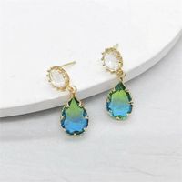 1 Pair Simple Style Water Droplets Inlay Copper Crystal Drop Earrings Earrings main image 2