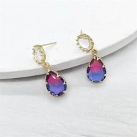 1 Pair Simple Style Water Droplets Inlay Copper Crystal Drop Earrings Earrings sku image 3
