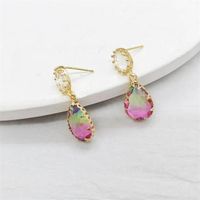1 Pair Simple Style Water Droplets Inlay Copper Crystal Drop Earrings Earrings sku image 4