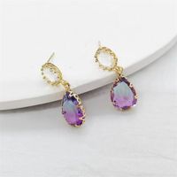 1 Pair Simple Style Water Droplets Inlay Copper Crystal Drop Earrings Earrings main image 4