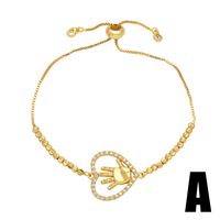 Streetwear Infinity Heart Shape Copper Beaded Plating Inlay Zircon 18k Gold Plated Bracelets main image 3