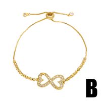 Streetwear Infinity Heart Shape Copper Beaded Plating Inlay Zircon 18k Gold Plated Bracelets sku image 1
