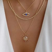 Hip-hop Punk Cool Style Sun Devil's Eye Snake Alloy Plating Inlay Artificial Rhinestones Glass Gold Plated Silver Plated Women's Layered Necklaces main image 10